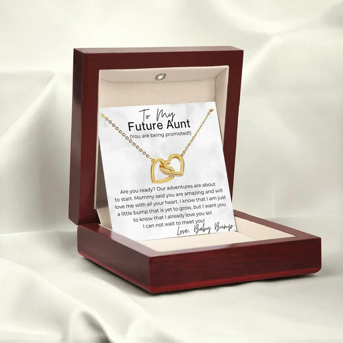 ShineOn Fulfillment Necklaces Promotion Time Gift for Future Aunt Pregnancy Announcement Interlocking Heart Pendant Necklace For Aunt