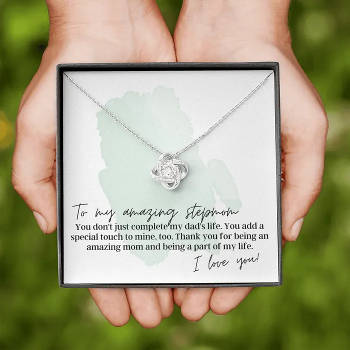 ShineOn Fulfillment Necklaces To My Amazing Step Mom I Love You Love Knot Pendant Necklace The Perfect Gift for Your Step Mom