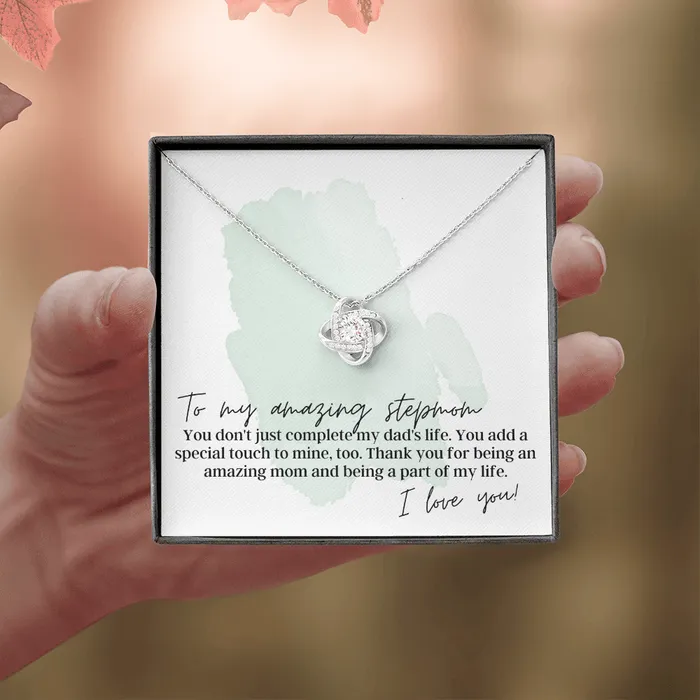 ShineOn Fulfillment Necklaces To My Amazing Step Mom I Love You Love Knot Pendant Necklace The Perfect Gift for Your Step Mom