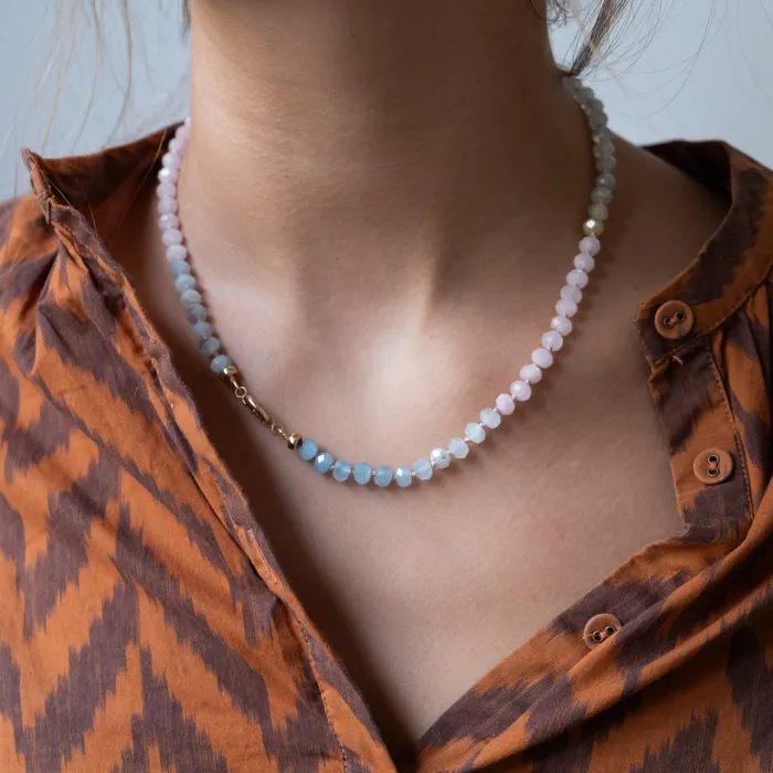 Vivien Frank Designs Necklaces Shaded Aquamarine Necklace 14k gold