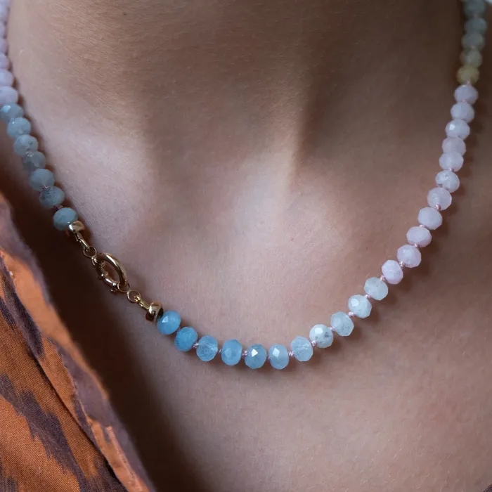 Vivien Frank Designs Necklaces Shaded Aquamarine Necklace 14k gold
