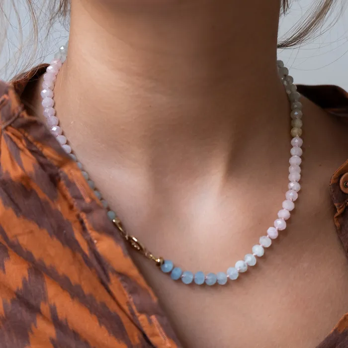 Vivien Frank Designs Necklaces Shaded Aquamarine Necklace 14k gold